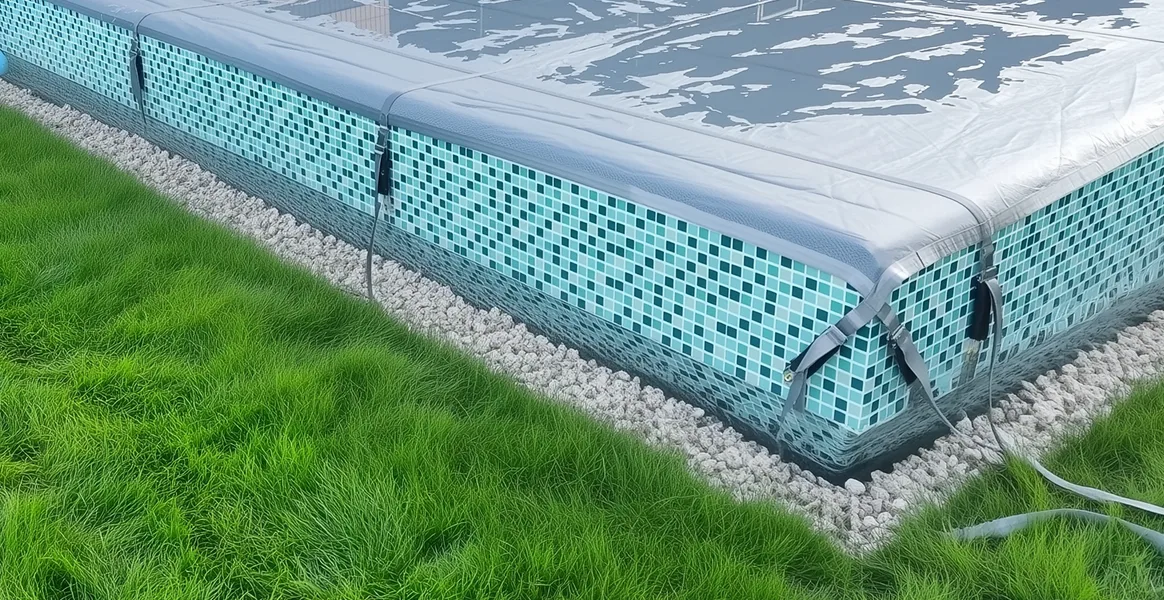 Покрывало для бассейна под снегом — защита зимой в Юбилейном